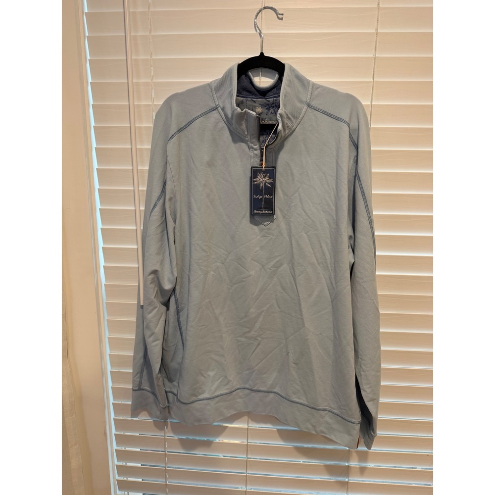 Tommy Bahama Ben and Terry Half Zip Pullover XL ST227187 Indigo Palms